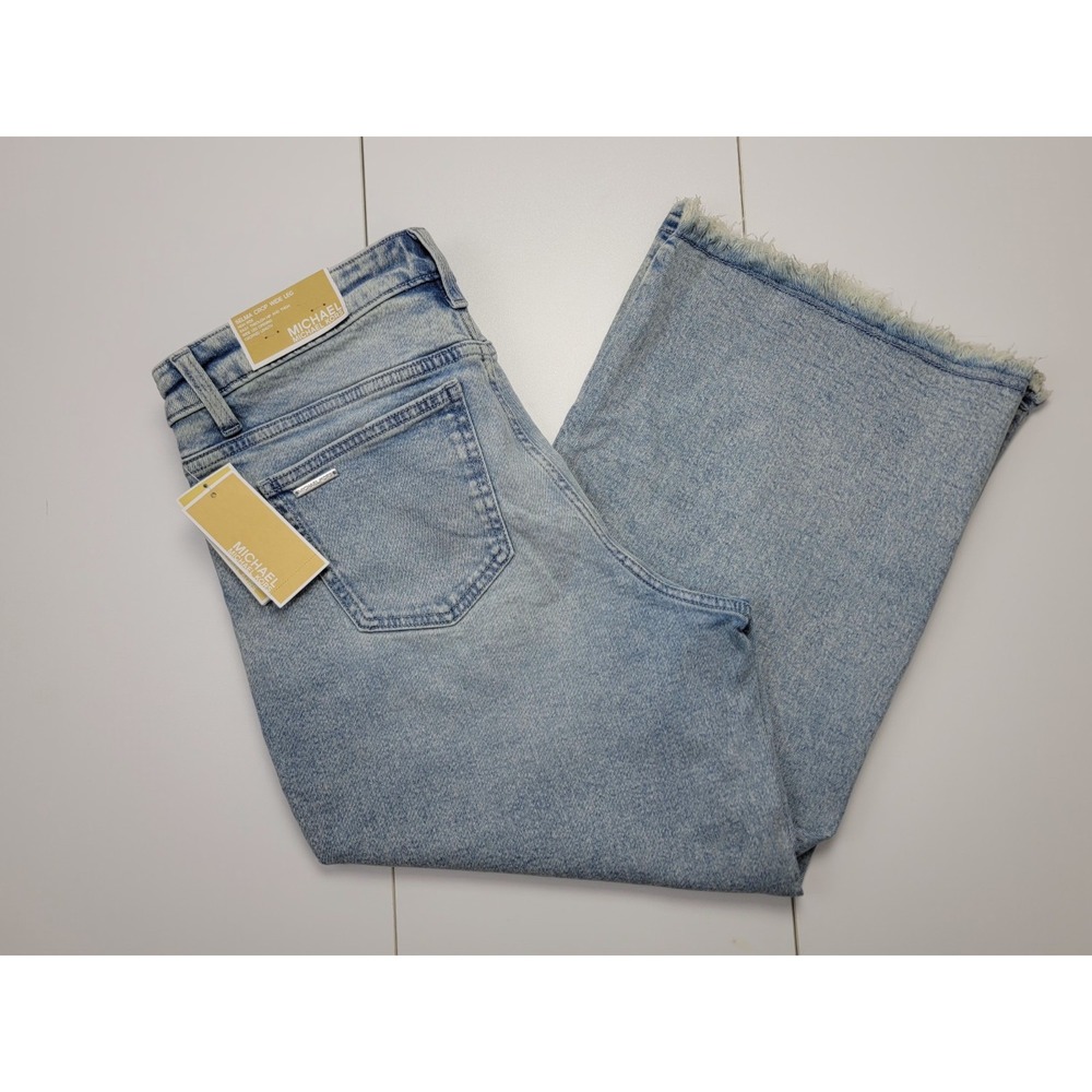 Michael Kors Selma Crop Wide Leg Jeans Women's Size 10  LT Stone Wash New